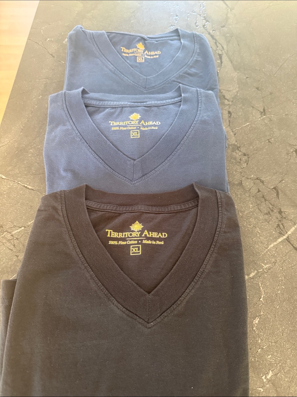 The Territory Ahead Men's V-Neck Tee Trio in Navy and Black